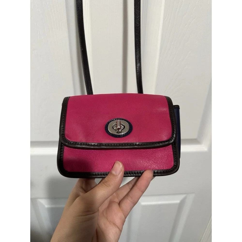COACH Legacy Colorblock MINI Crossbody in SVFXM SV/Fuchsia Multicolor 48022